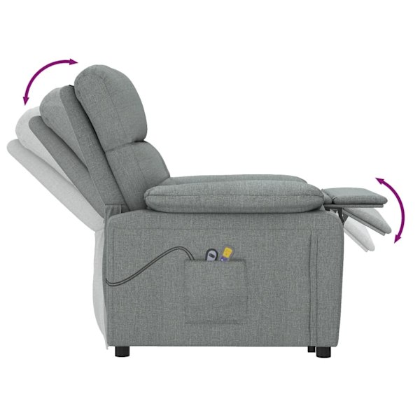 vidaXL Elektrisk massagefåtölj mörkgrå tyg grå