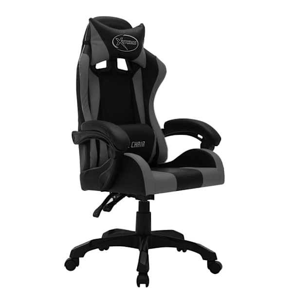 vidaXL Gamingstol med RGB LED-lampor grå och svart konstläder multifärg