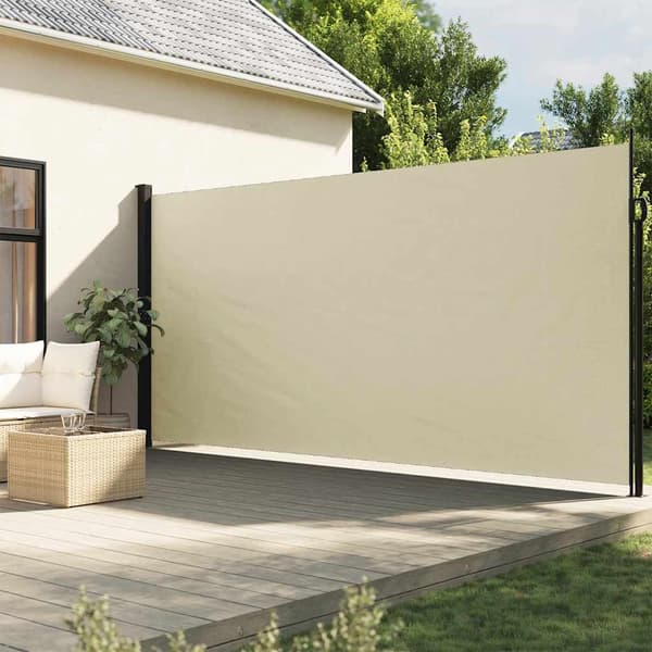vidaXL Indragbar sidomarkis gräddvit 200x500 cm Kräm