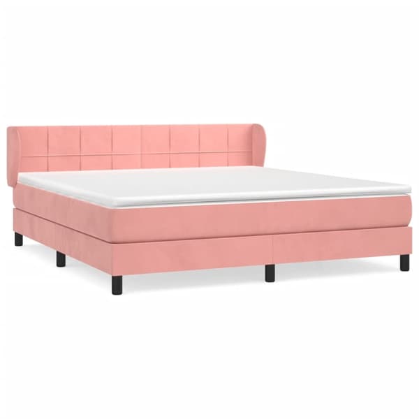 vidaXL Ramsäng med madrass rosa 180x200 cm sammet Rosa