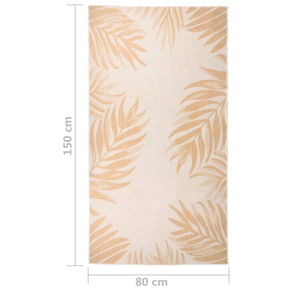 vidaXL Utomhusmatta plattvävd 80x150 cm bladmönstrad Gul