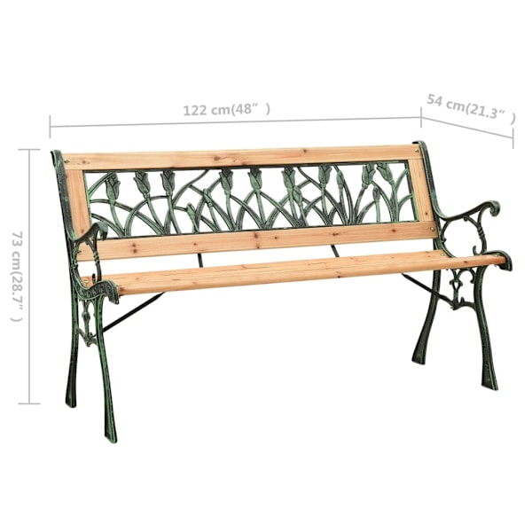 vidaXL Trädgårdsbänk 122 cm gjutjärn och massivt granträ Brun