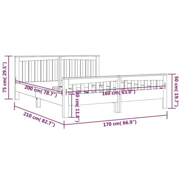 vidaXL Sängram massiv teak 160x200 cm Brun