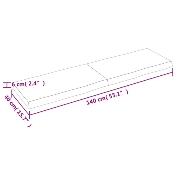 vidaXL Bordsskiva ljusbrun 140x40x(2-6) cm massivt trä levande kant Brun