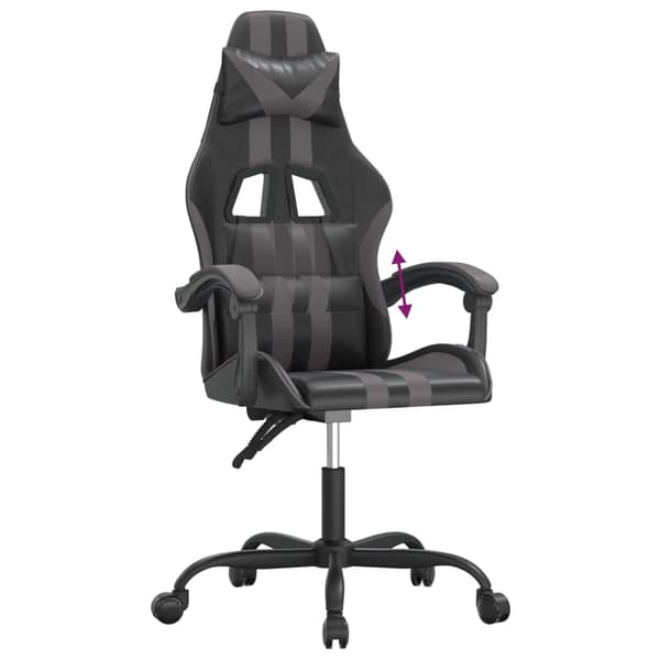 vidaXL Gamingstol svart och grå konstläder Grå