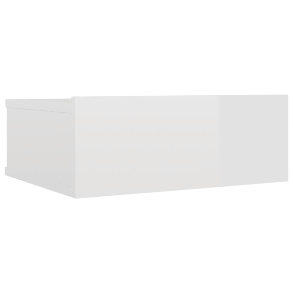 vidaXL Svävande sängbord vit högglans 40x30x15 cm spånskiva Vit