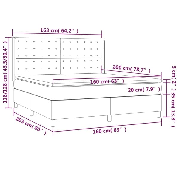 vidaXL Ramsäng med madrass ljusgrå 160x200 cm tyg Grå