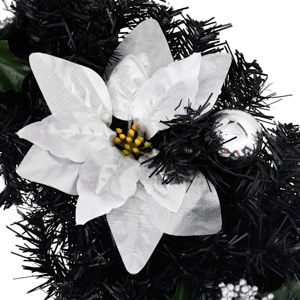 vidaXL Julbåge med LED svart 90 cm PVC Svart