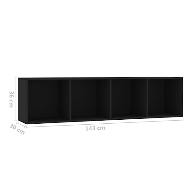vidaXL Bokhylla/TV-bänk svart 143x30x36 cm Svart