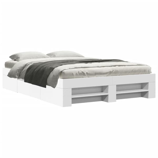 vidaXL Sängram vit 135x190 cm konstruerat trä Vit