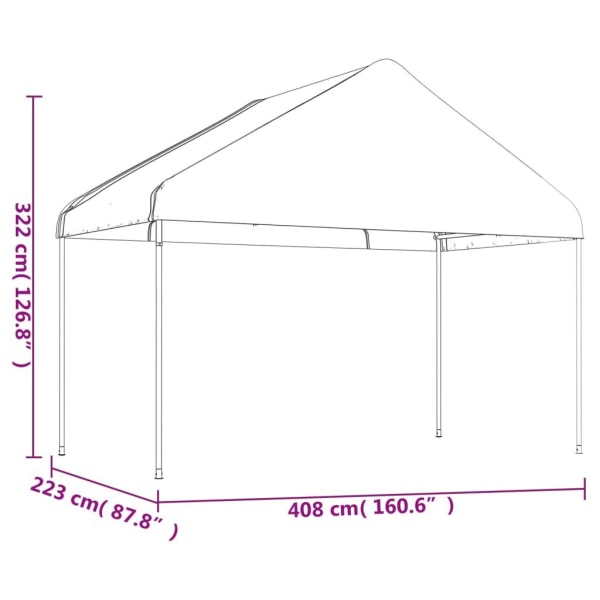 vidaXL Paviljong med tak vit 6,69x4,08x3,22 m polyeten Vit