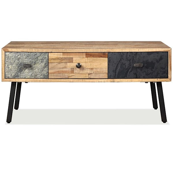 vidaXL Soffbord massivt återvunnet teakträ 90x65x40 cm Brun