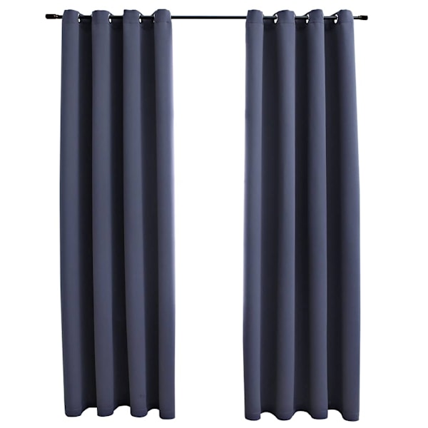 vidaXL Mörkläggningsgardiner med metallringar 2 st antracit 140x175 cm Antracit