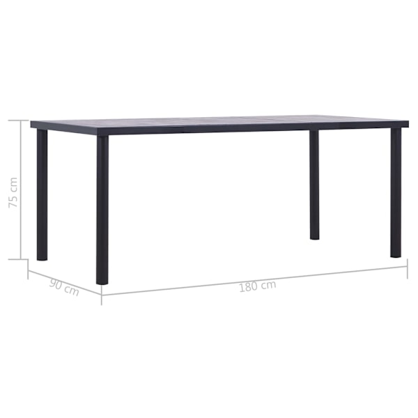 vidaXL Matbord svart och betonggrå 180x90x75 cm MDF Svart