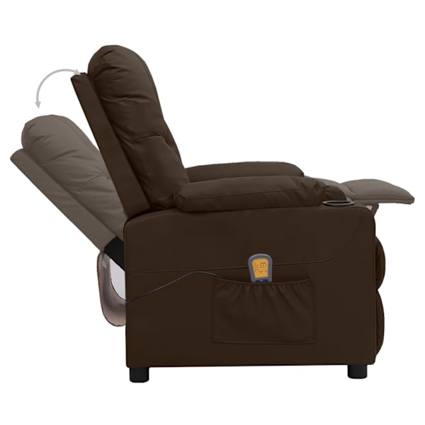 vidaXL Massagefåtölj brun konstläder Brun