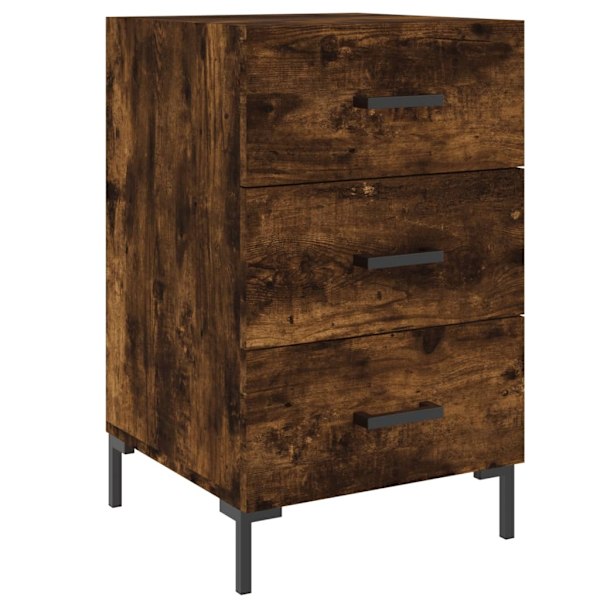 vidaXL Sängbord rökfärgad ek 40x40x66 cm konstruerat trä Brun