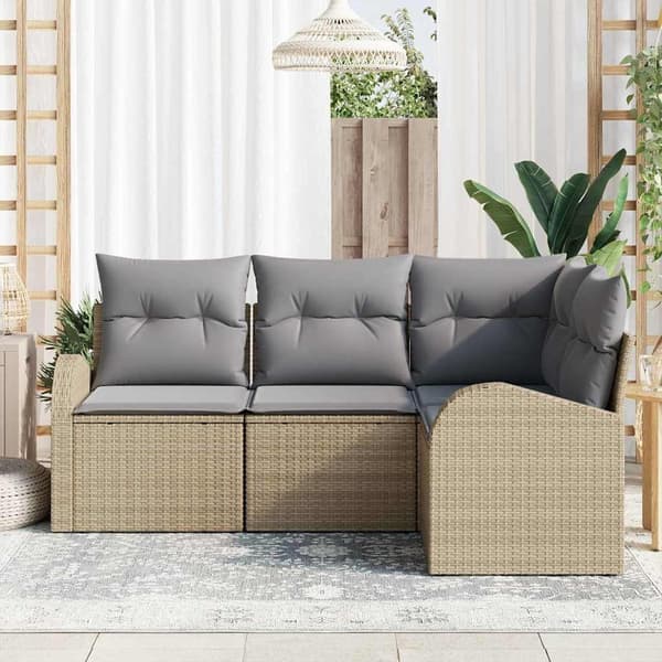vidaXL Trädgårdsoffset Beige konstrotting Beige