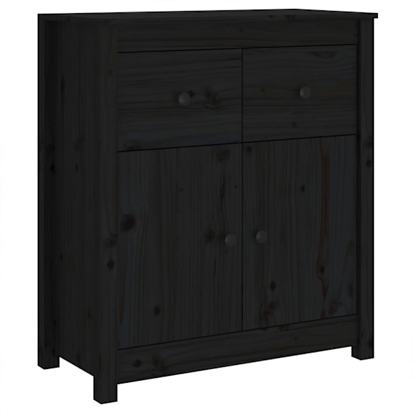 vidaXL Skänk svart 70x35x80 cm massiv furu Svart