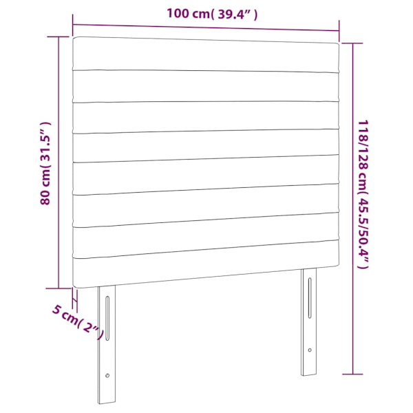 vidaXL Sänggavel LED mörkblå 100x5x118/128 cm sammet Blå