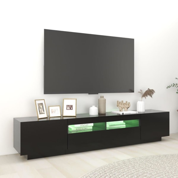 vidaXL TV-bänk med LED-belysning svart 200x35x40 cm Svart