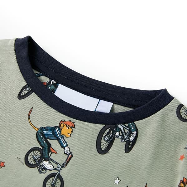 vidaXL Barnpyjamas med korta ärmar ljus khaki 128 Grön