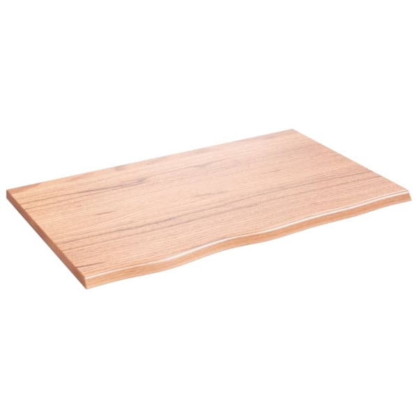 vidaXL Bordsskiva ljusbrun 80x50x2 cm behandlad massiv ek Brun