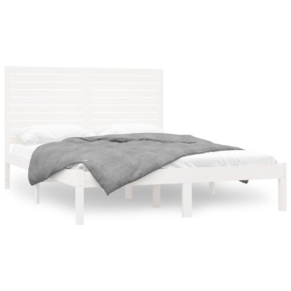 vidaXL Sängram vit massivt trä 120x200 cm enkelsäng Vit