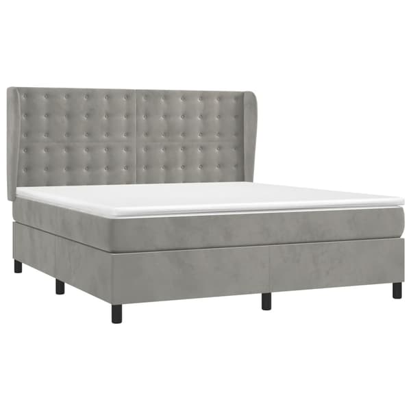 vidaXL Ramsäng med madrass ljusgrå 160x200 cm sammet Grå