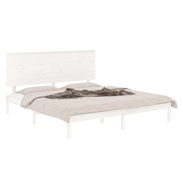 vidaXL Sängram vit massiv furu 200x200 cm Vit