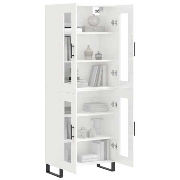 vidaXL Högskåp högglans vit 69,5x34x180 cm konstruerat trä Vit