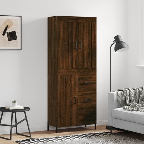 vidaXL Högskåp brun ek 69,5x34x180 cm konstruerat trä Brun
