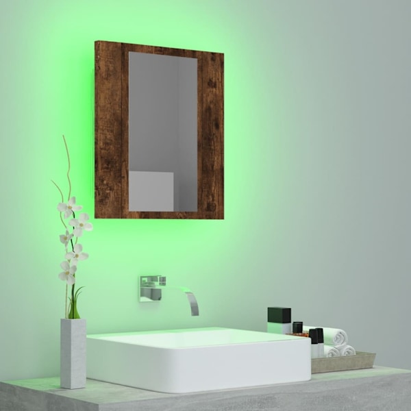 vidaXL Spegelskåp för badrum LED rökig ek 40x12x45 cm konstruerat trä Brun