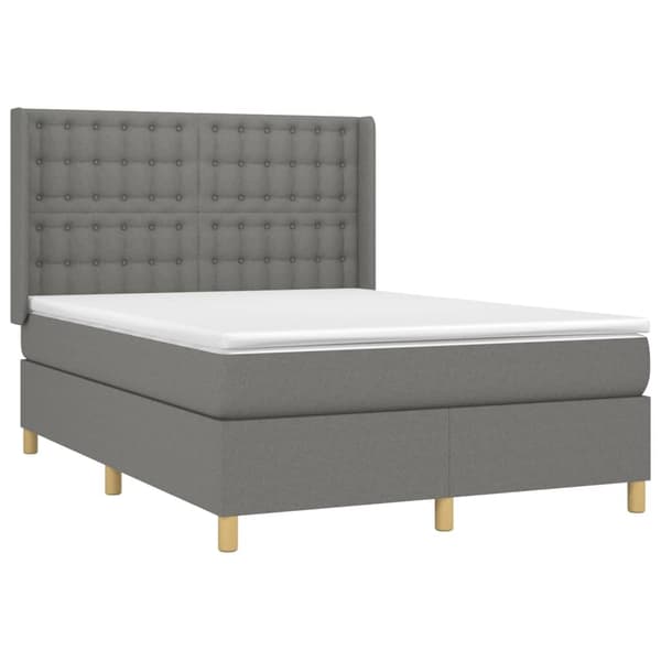 vidaXL Ramsäng med madrass mörkgrå 140x200 cm tyg Grå
