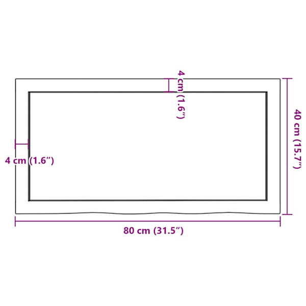 vidaXL Bordsskiva ljusbrun 80x40x(2-4) cm behandlad massiv ek Brun