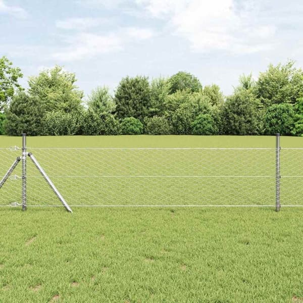 vidaXL Hexagonalt staket markfäste 50 x 0,4 m Galvaniserat stål Silver Silver