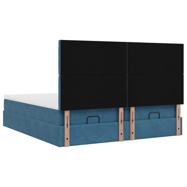vidaXL Ottoman sängram med madrasser mörkblå 160x200 cm sammet Blå