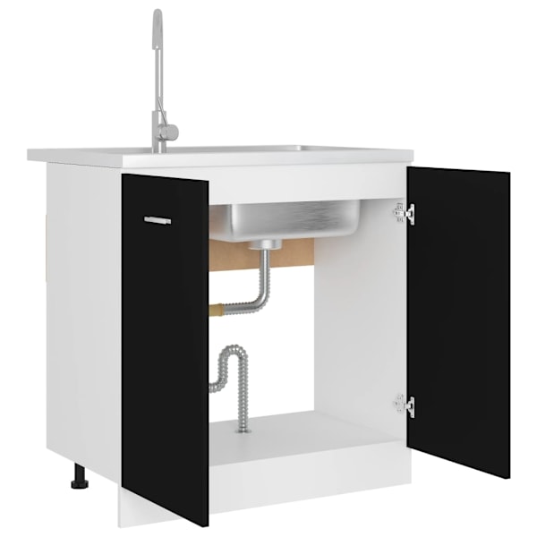vidaXL Underskåp för diskho “Lyon” svart 80x46x81,5 cm konstruerat trä Svart