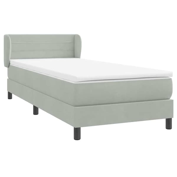 vidaXL Ramsäng med madrass ljusgrå 90x210 cm sammet Grå