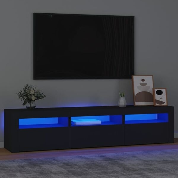 vidaXL TV-bänk med LED-belysning svart 180x35x40 cm Svart