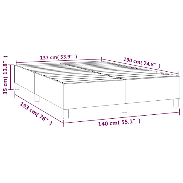 vidaXL Sängram utan madrass ljusgrå 140x190 cm sammet Grå