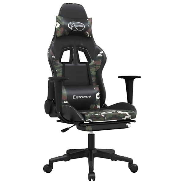 vidaXL Gamingstol med fotstöd svart och kamouflage konstläder Grön