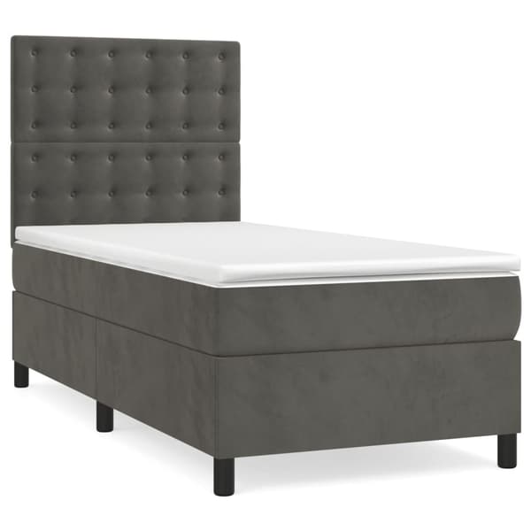 vidaXL Ramsäng med madrass mörkgrå 90x200 cm sammet Grå