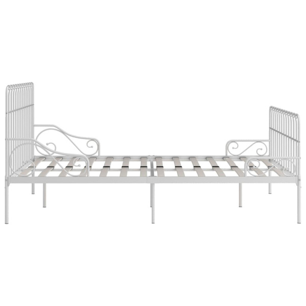 vidaXL Sängram med ribbotten vit metall 200x200 cm Vit