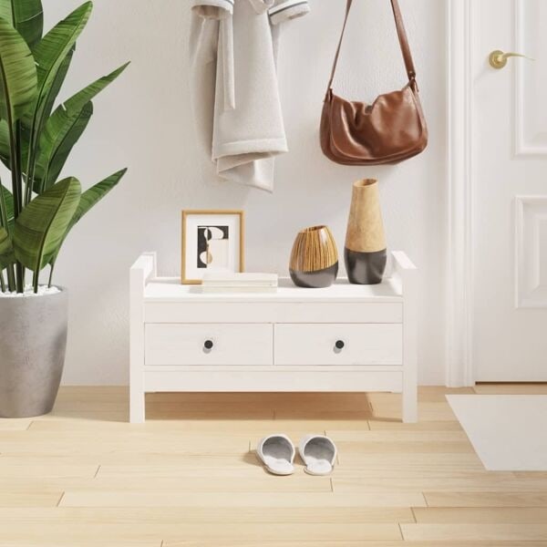 vidaXL Skobänk vit 80x40x43cm massiv furu Vit