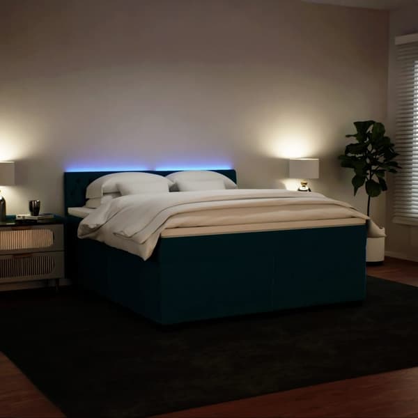 vidaXL Ramsäng med madrass blå 180x200 cm sammet Blå