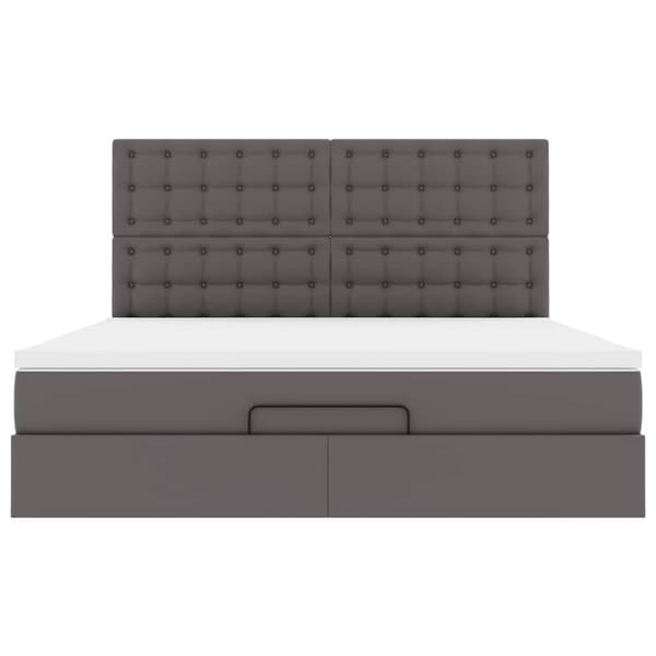 vidaXL Ottoman sängram med madrass grå 160x200 cm konstläder Grå
