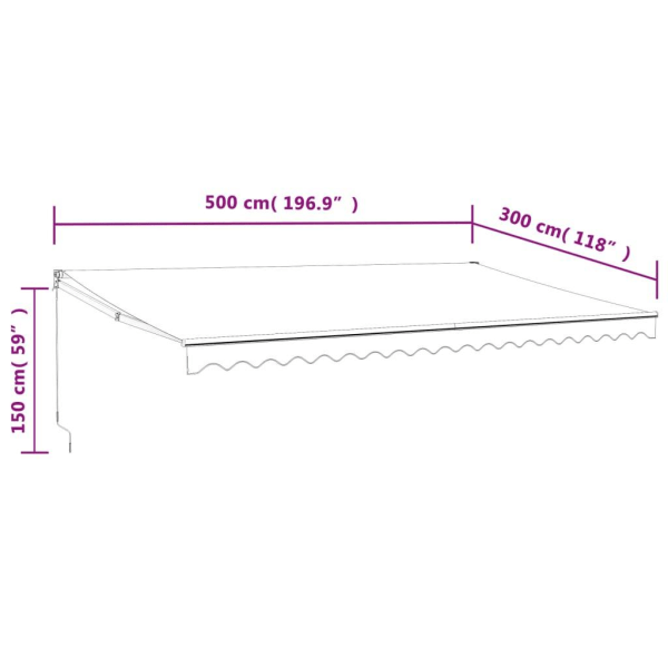 vidaXL Automatisk infällbar markis antracit 5x3 m Antracit