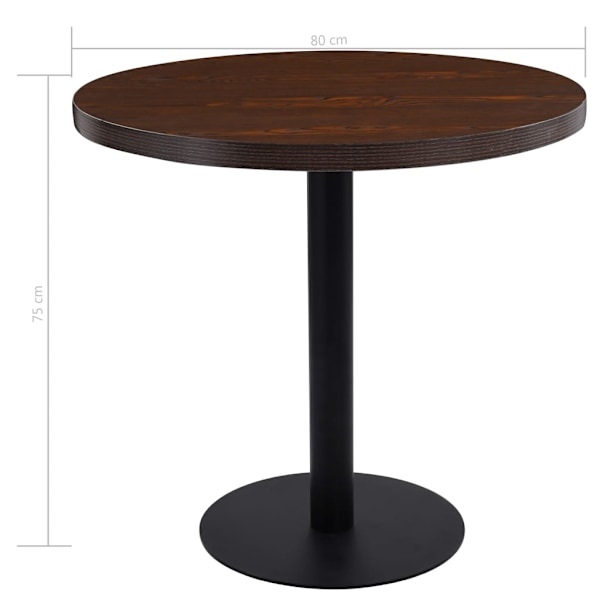 vidaXL Bistrobord mörkbrun 80 cm MDF Brun