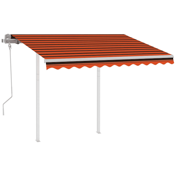 vidaXL Markis med stolpar automatiskt infällbar 3x2,5 m orange/brun Orange