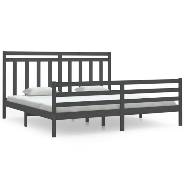 vidaXL Sängram grå massivt trä 200x200 cm Grå